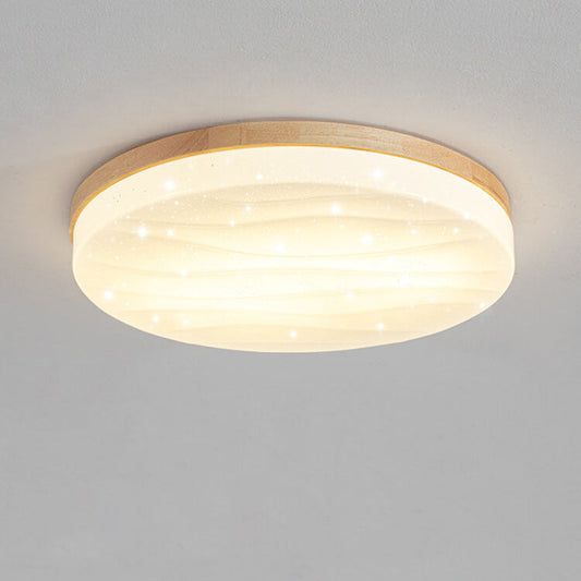 Wood-Rim LED Flush Ceiling Light