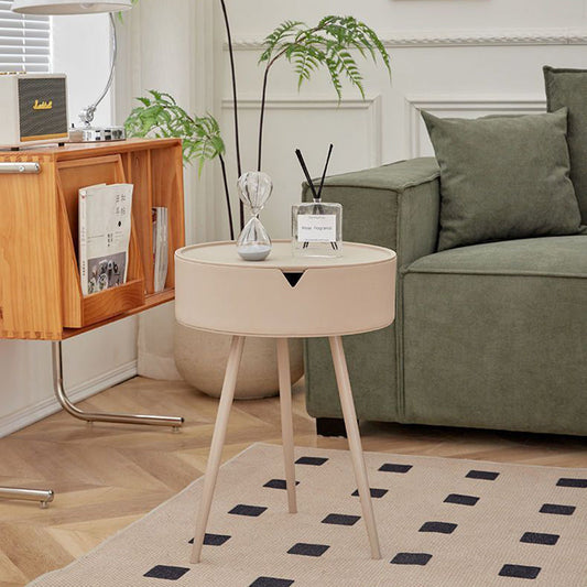 Modern Minimalist Round PP and Stainless Steel Side Table with a 3-Leg Base for Living Room