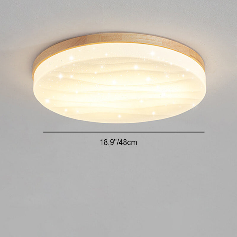 Wood-Rim LED Flush Ceiling Light