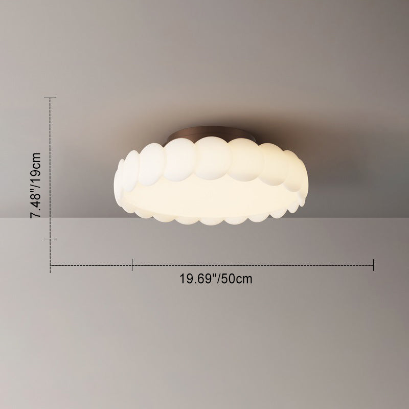 Elegant Traditional French-Style Round Iron LED Ceiling Light, Semi-Flush Mount for Bedroom
