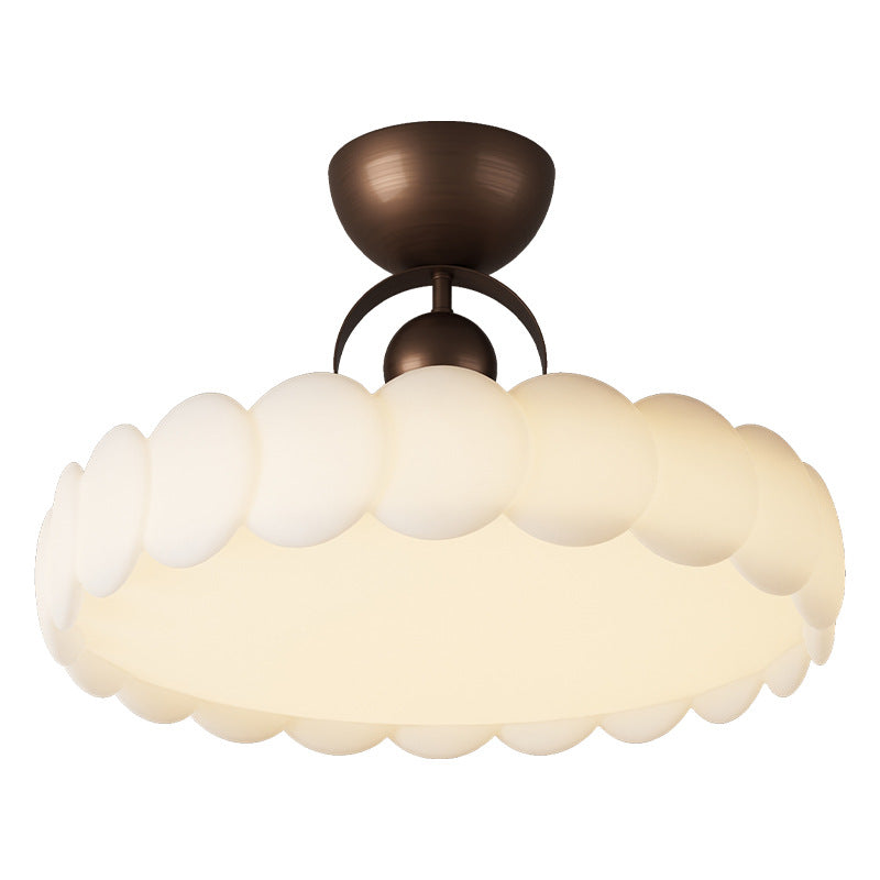 Elegant Traditional French-Style Round Iron LED Ceiling Light, Semi-Flush Mount for Bedroom