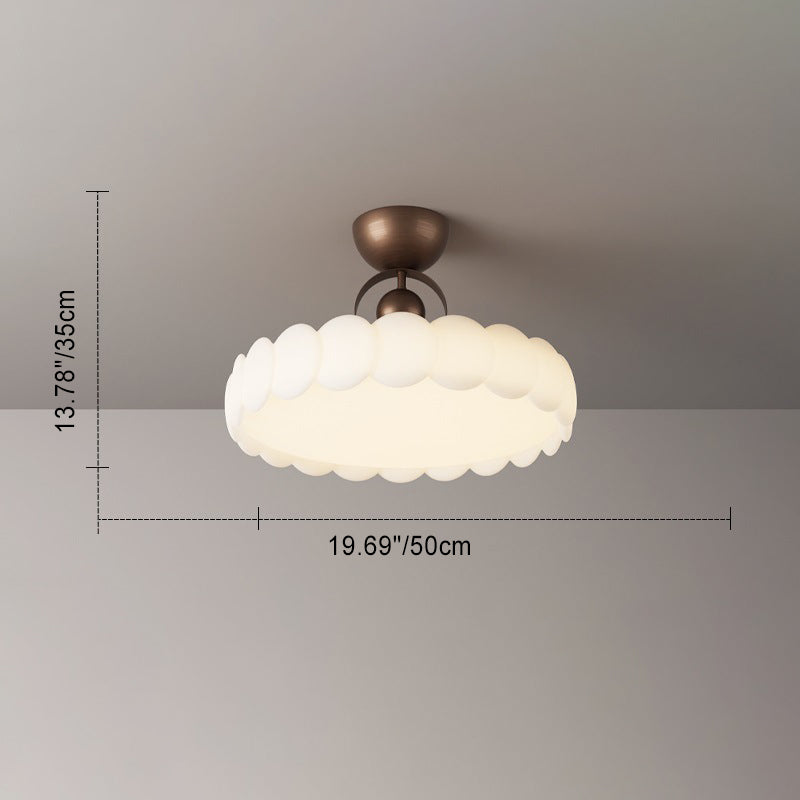 Elegant Traditional French-Style Round Iron LED Ceiling Light, Semi-Flush Mount for Bedroom