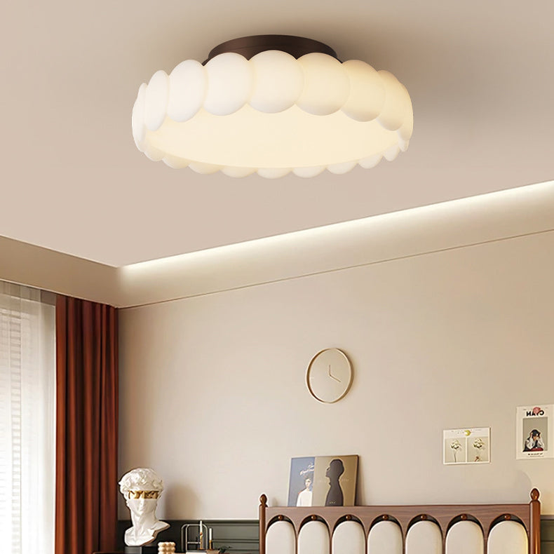Elegant Traditional French-Style Round Iron LED Ceiling Light, Semi-Flush Mount for Bedroom