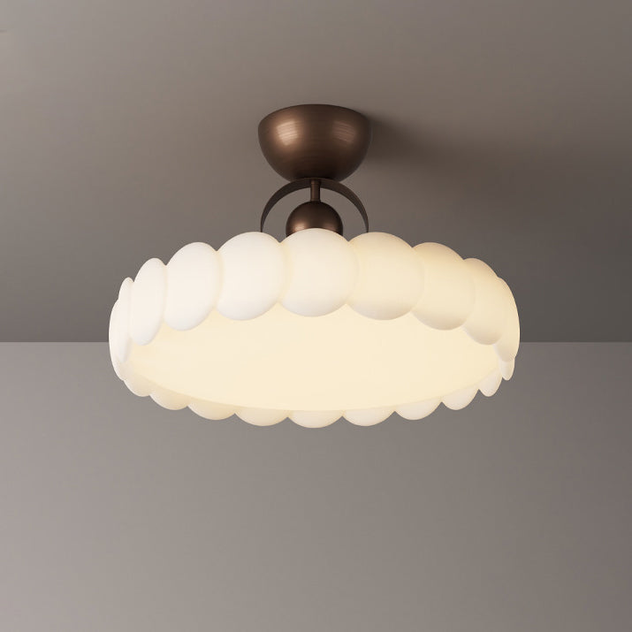 Elegant Traditional French-Style Round Iron LED Ceiling Light, Semi-Flush Mount for Bedroom