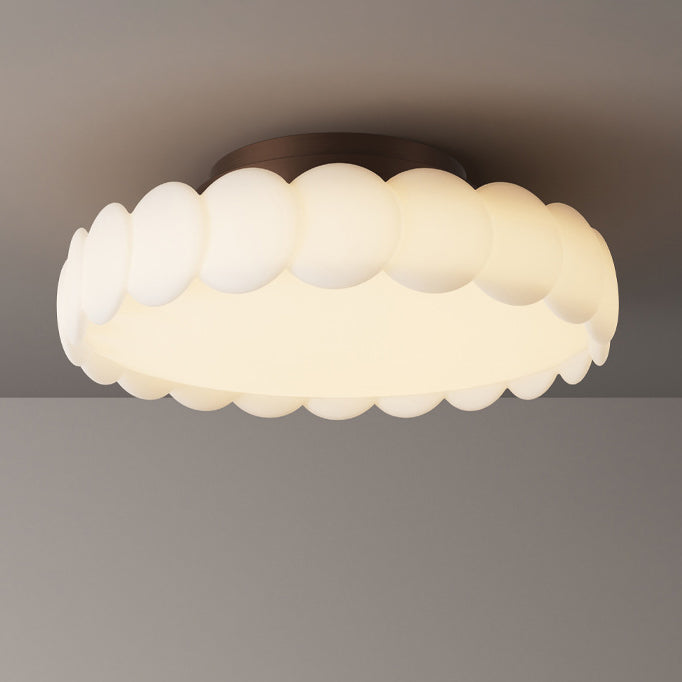 Elegant Traditional French-Style Round Iron LED Ceiling Light, Semi-Flush Mount for Bedroom