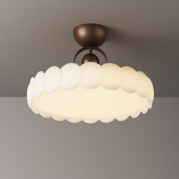 Elegant Traditional French-Style Round Iron LED Ceiling Light, Semi-Flush Mount for Bedroom