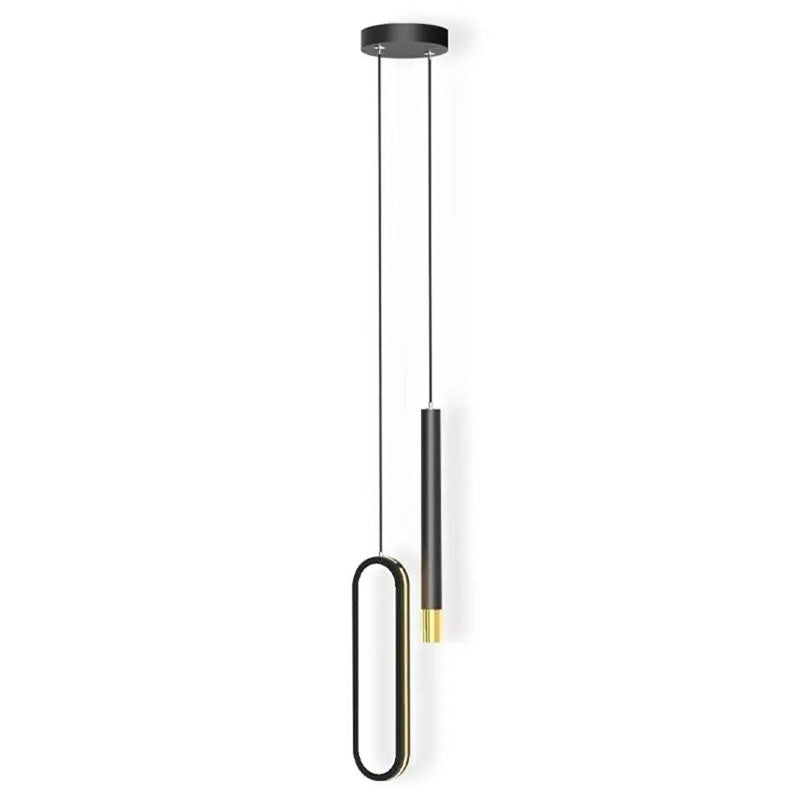 Chic Modern Minimalist Elliptical LED Pendant Light in Iron, Aluminum & Acrylic - Perfect for Bedroom