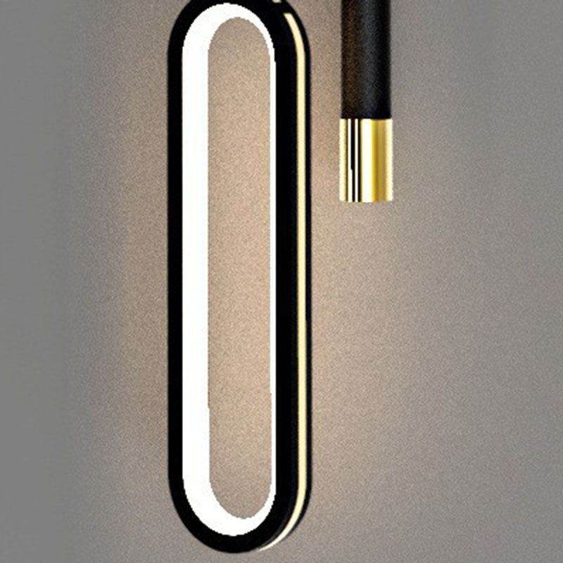 Chic Modern Minimalist Elliptical LED Pendant Light in Iron, Aluminum & Acrylic - Perfect for Bedroom