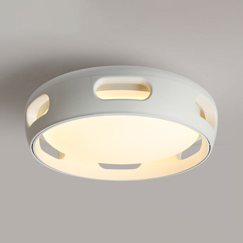 Nordic Contemporary Round Bladeless Ceiling Fan Light with PC Acrylic LED, Semi-Flush Mount for Bedroom