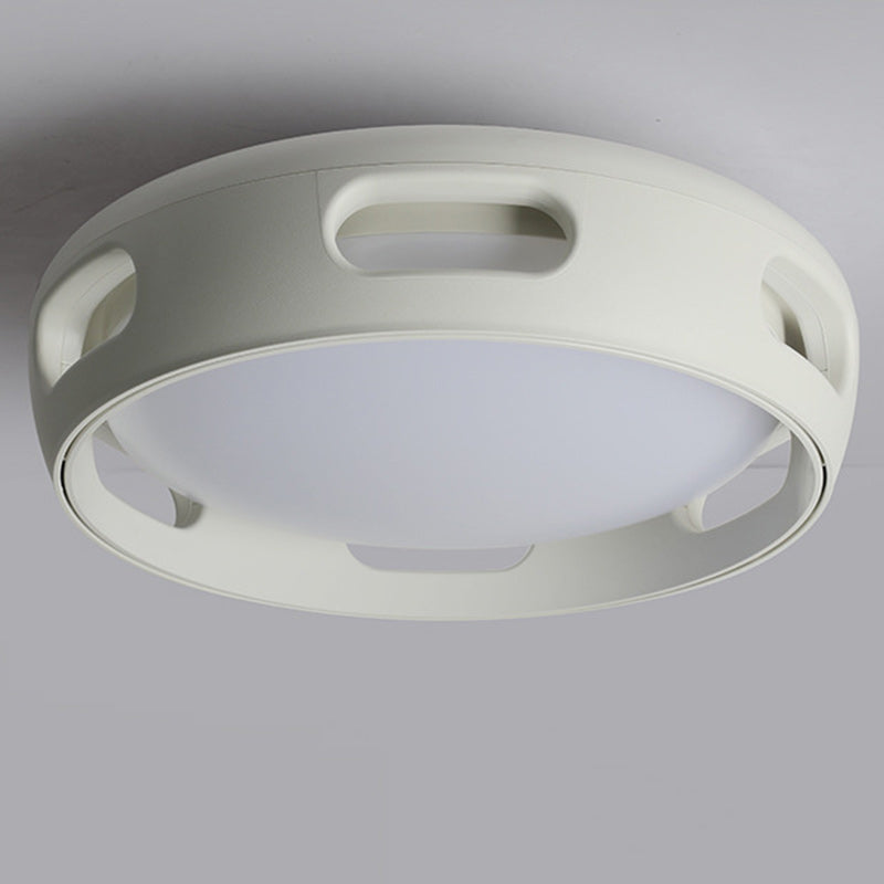 Nordic Contemporary Round Bladeless Ceiling Fan Light with PC Acrylic LED, Semi-Flush Mount for Bedroom