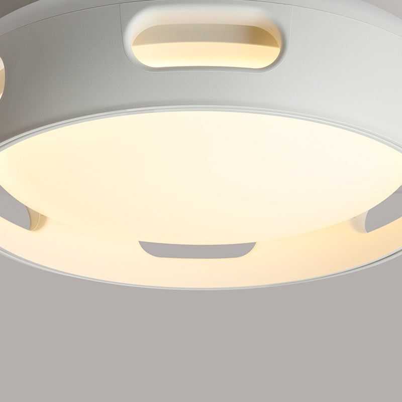Nordic Contemporary Round Bladeless Ceiling Fan Light with PC Acrylic LED, Semi-Flush Mount for Bedroom