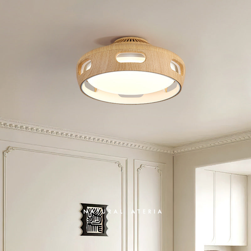 Nordic Contemporary Round Bladeless Ceiling Fan Light with PC Acrylic LED, Semi-Flush Mount for Bedroom