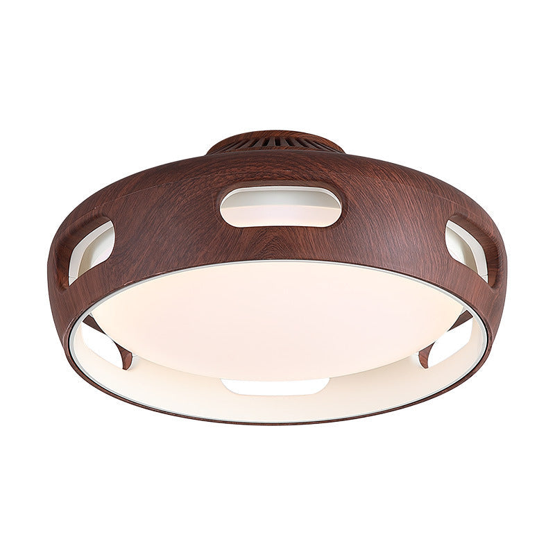 Nordic Contemporary Round Bladeless Ceiling Fan Light with PC Acrylic LED, Semi-Flush Mount for Bedroom
