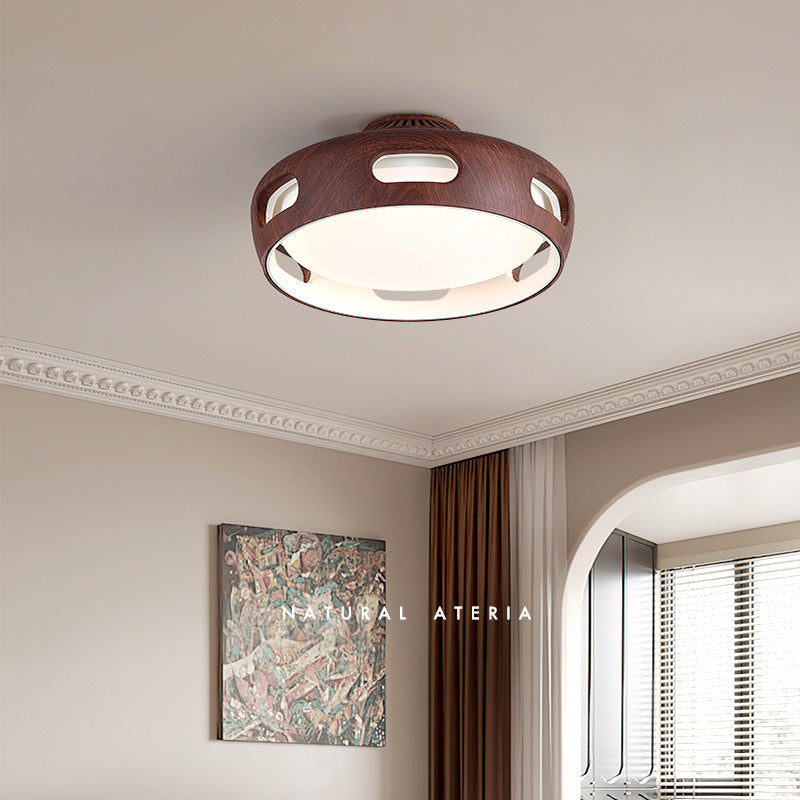 Nordic Contemporary Round Bladeless Ceiling Fan Light with PC Acrylic LED, Semi-Flush Mount for Bedroom