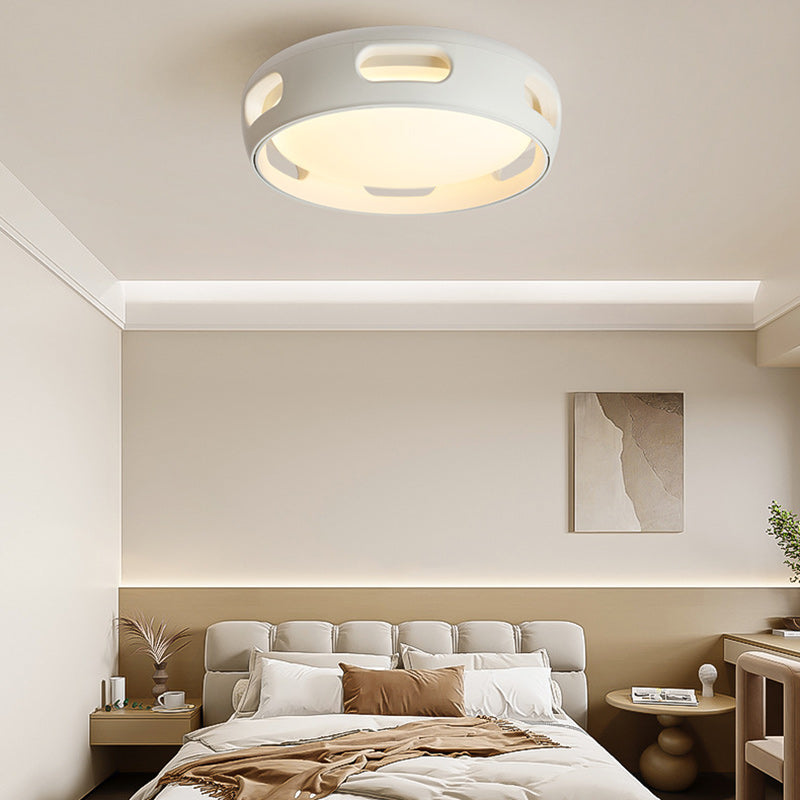 Nordic Contemporary Round Bladeless Ceiling Fan Light with PC Acrylic LED, Semi-Flush Mount for Bedroom