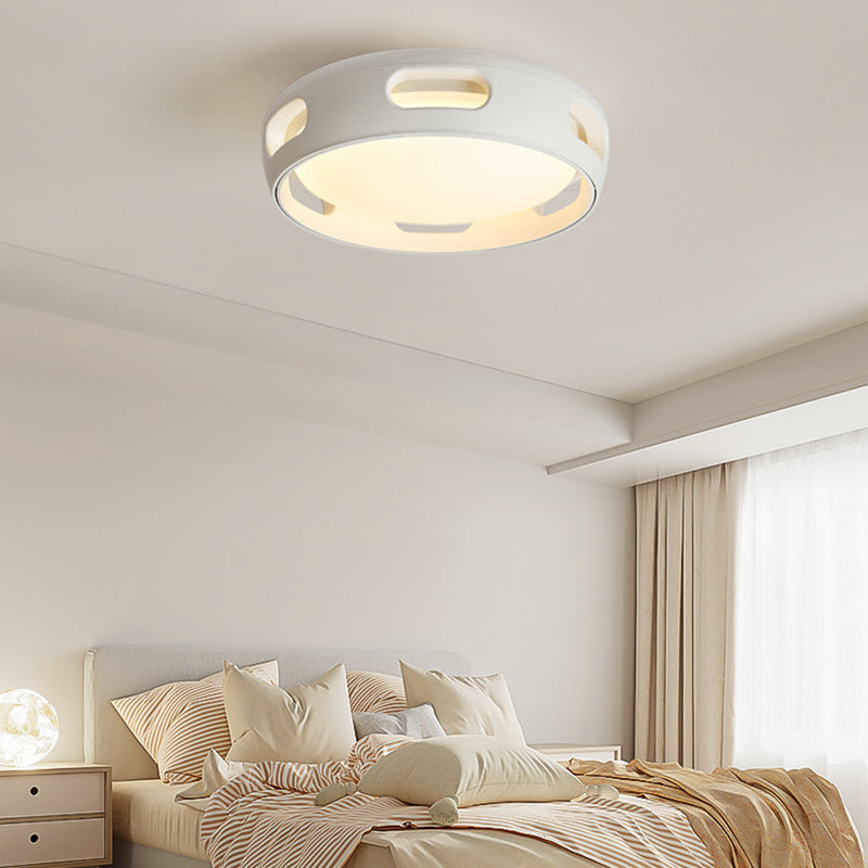 Nordic Contemporary Round Bladeless Ceiling Fan Light with PC Acrylic LED, Semi-Flush Mount for Bedroom