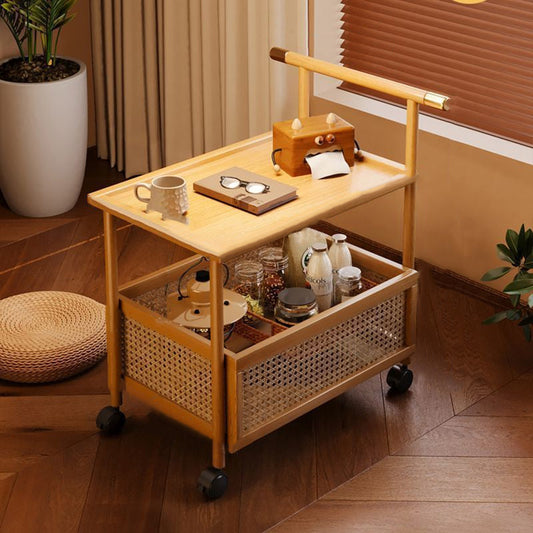 Two-Tier Rattan & Bamboo Side Table