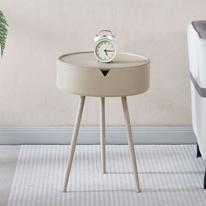Modern Minimalist Round PP and Stainless Steel Side Table with a 3-Leg Base for Living Room