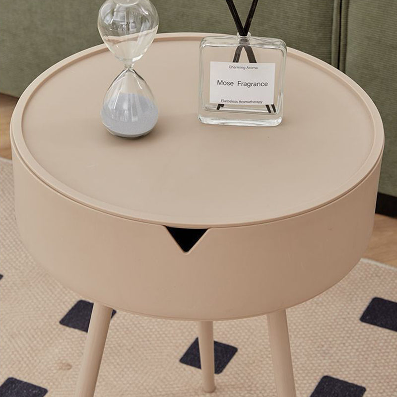 Modern Minimalist Round PP and Stainless Steel Side Table with a 3-Leg Base for Living Room