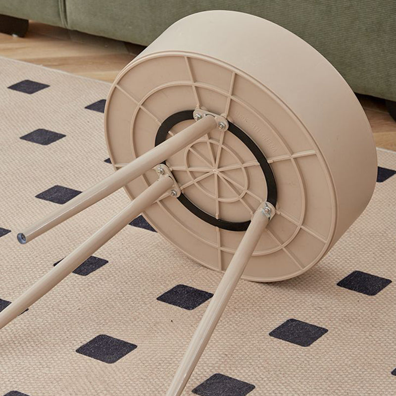 Modern Minimalist Round PP and Stainless Steel Side Table with a 3-Leg Base for Living Room