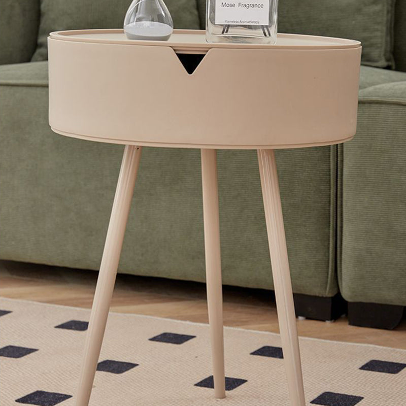 Modern Minimalist Round PP and Stainless Steel Side Table with a 3-Leg Base for Living Room