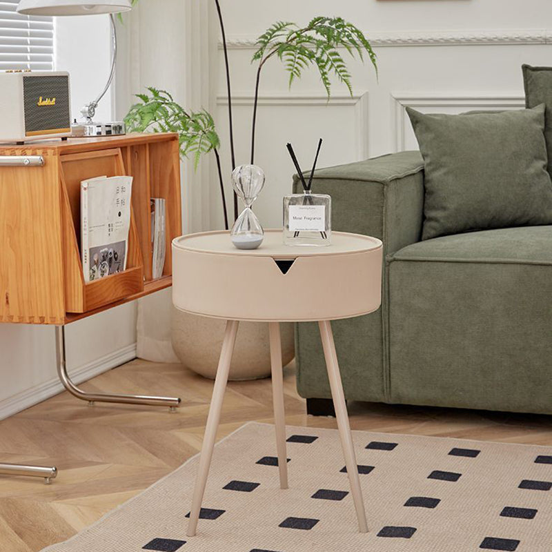 Modern Minimalist Round PP and Stainless Steel Side Table with a 3-Leg Base for Living Room