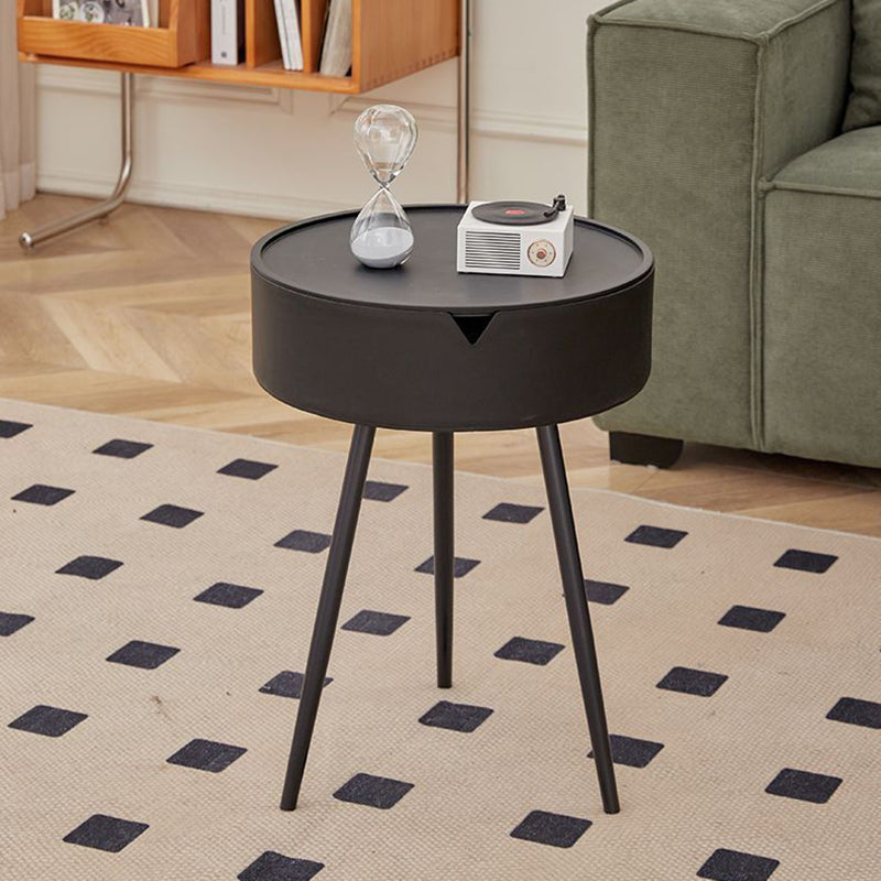 Modern Minimalist Round PP and Stainless Steel Side Table with a 3-Leg Base for Living Room
