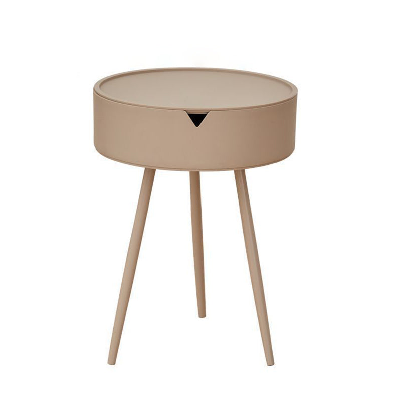Modern Minimalist Round PP and Stainless Steel Side Table with a 3-Leg Base for Living Room