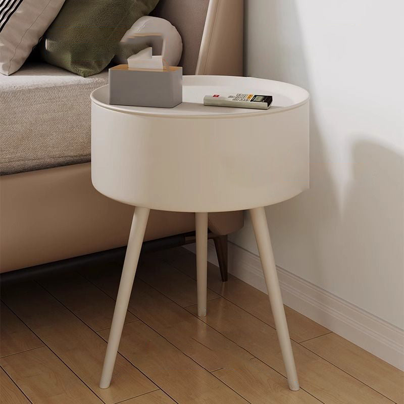 Modern Minimalist Round PP and Stainless Steel Side Table with a 3-Leg Base for Living Room