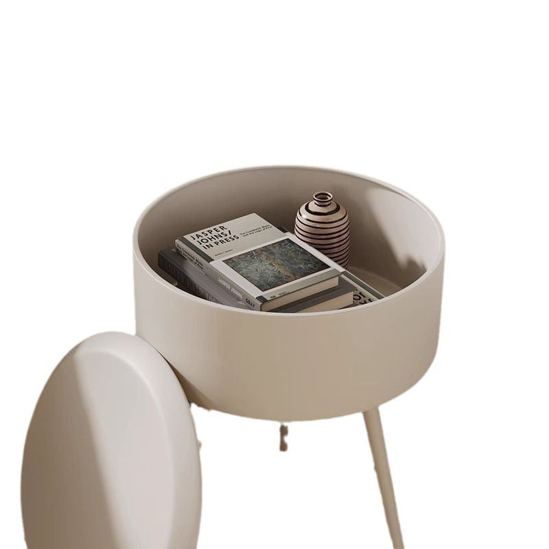 Modern Minimalist Round PP and Stainless Steel Side Table with a 3-Leg Base for Living Room