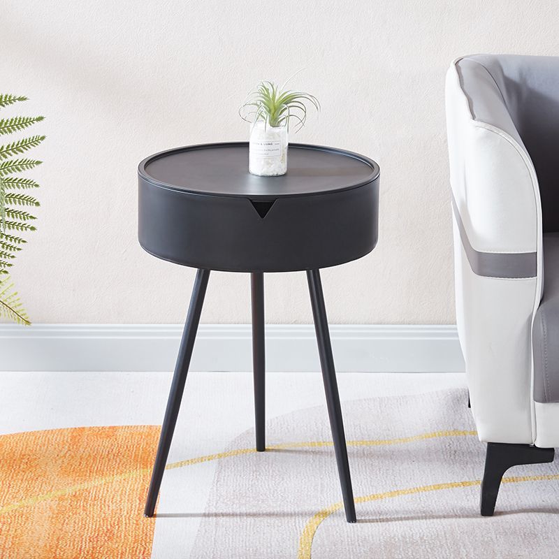 Modern Minimalist Round PP and Stainless Steel Side Table with a 3-Leg Base for Living Room