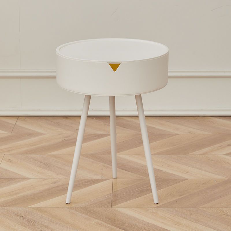 Modern Minimalist Round PP and Stainless Steel Side Table with a 3-Leg Base for Living Room