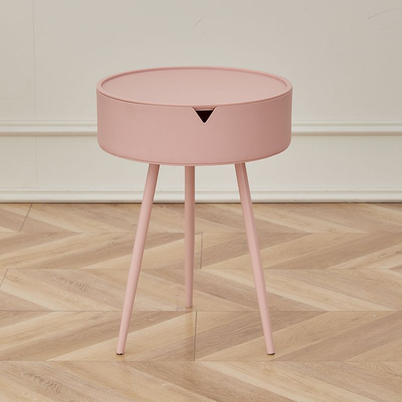 Modern Minimalist Round PP and Stainless Steel Side Table with a 3-Leg Base for Living Room