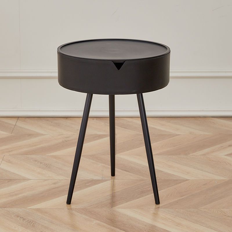 Modern Minimalist Round PP and Stainless Steel Side Table with a 3-Leg Base for Living Room