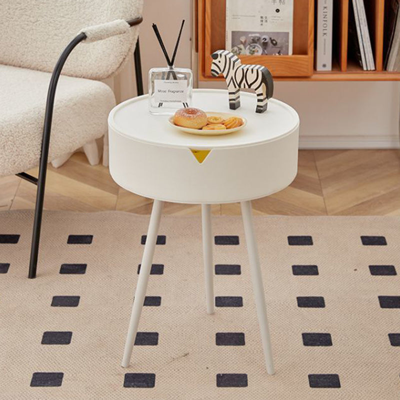 Modern Minimalist Round PP and Stainless Steel Side Table with a 3-Leg Base for Living Room