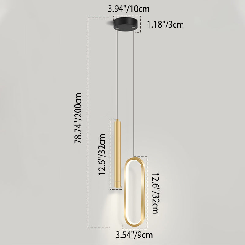 Chic Modern Minimalist Elliptical LED Pendant Light in Iron, Aluminum & Acrylic - Perfect for Bedroom