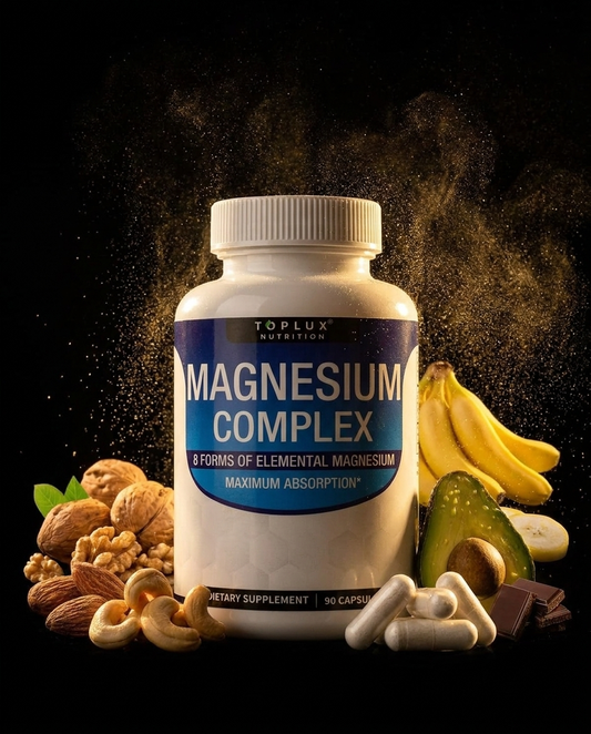 Magnesium Complex 8-in-1 — premium dark studio photography, cinematic lighting